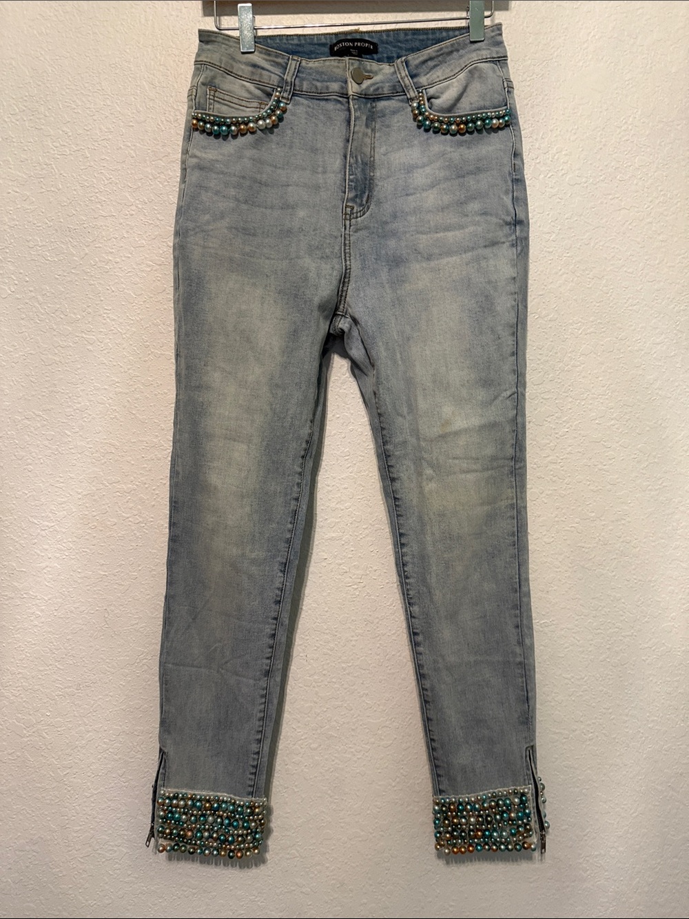 Perfect Boston Proper embellished pearl ankle jeans 8 - Picture 2 of 8
